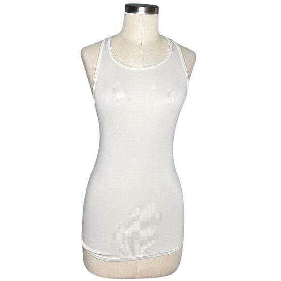 STATESIDE Basic Cream Ribbed Knit Racerback Tank Top Women's Size Small S - Picture 1 of 5
